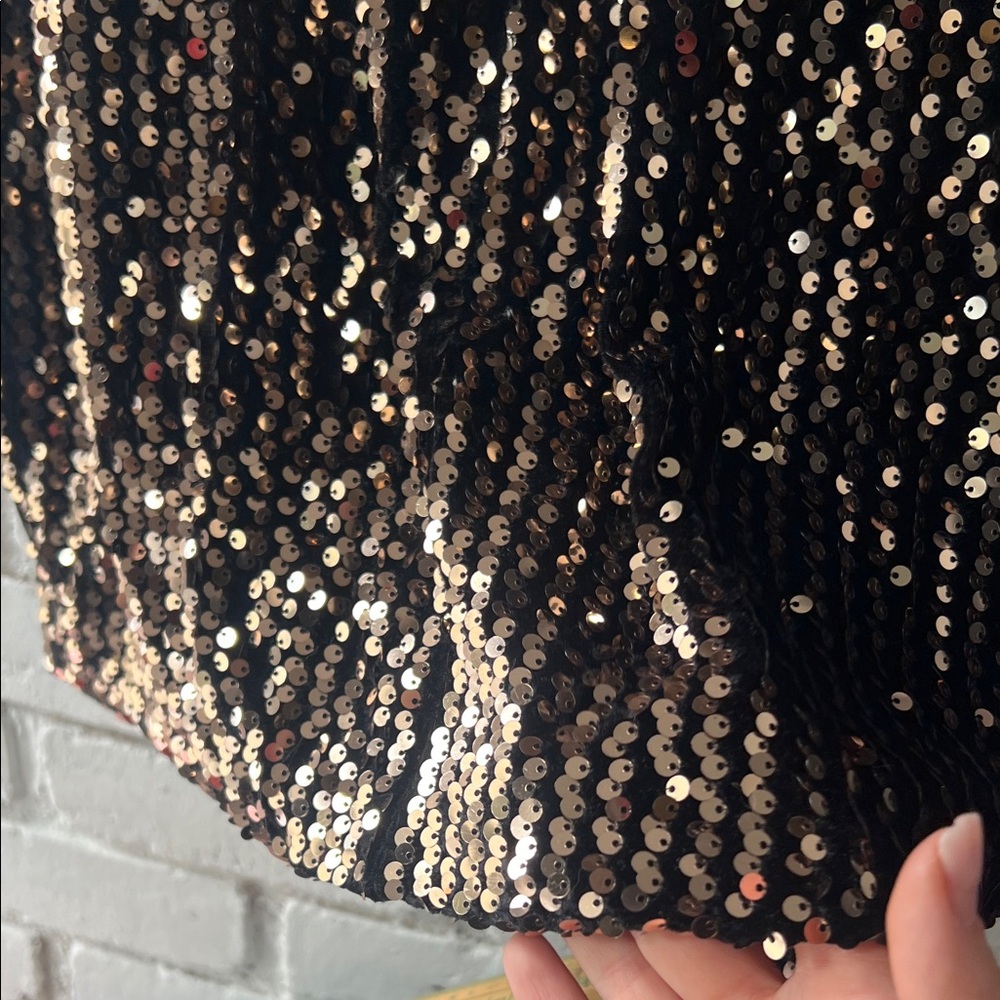 Sequin Long Sleeve Cocktail Dress - Black/Gold - ONLY - Picture 8 of 13